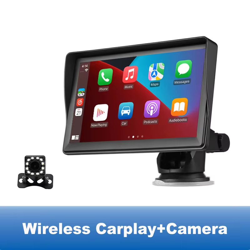 Autoradio portable 7 pouces compatible avec Carplay et Android Auto sans fil pour voiture