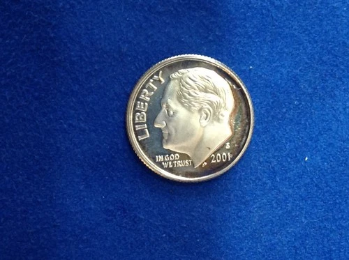 2001 S Silver Proof Roosevelt Dime Ten Cent Coin 10c