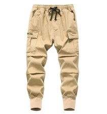 Boys Joggers Cargo Pants for Kids Drawstring Elastic Waist Cotton Twill Joggi...
