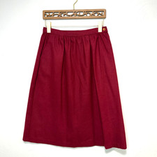 Vintage Pants Plus New York Red Midi Skirt Solid Pleated Casual Womens 11/12