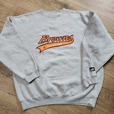 Vintage Puma Cleveland Browns Sweatshirt Mens XL Gray Embroidered Crewneck NFL