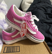 VANS Old Skool Unisex Kids Sneakers Pink/White Suede Low Top Lace-Up 2M