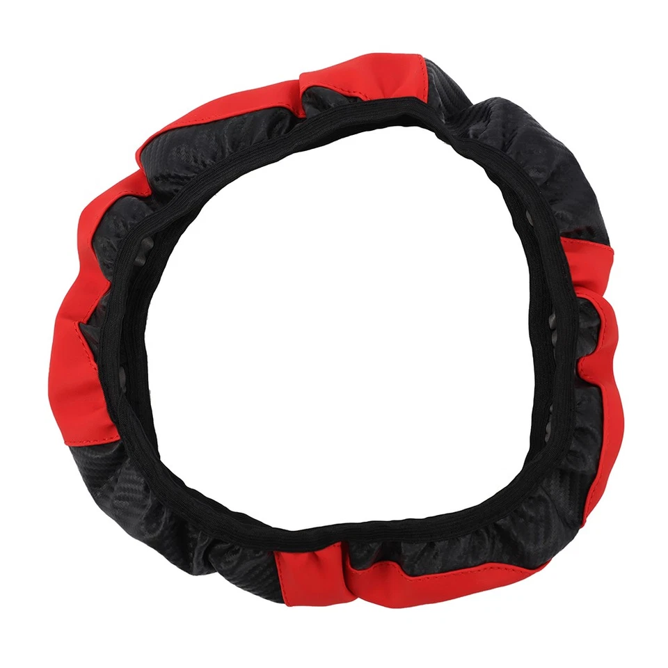 Breathable Anti-slip Car Accessories Steering Wheel Cover Red Universal 15 inch Foto 3 de 4
