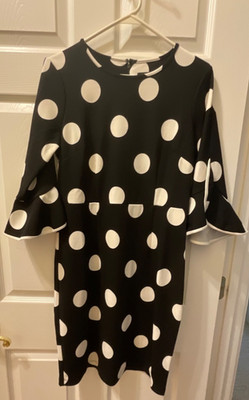 NWT $80 ILE New York Dress Black White Polka Dot Women s Size 8 NEW 