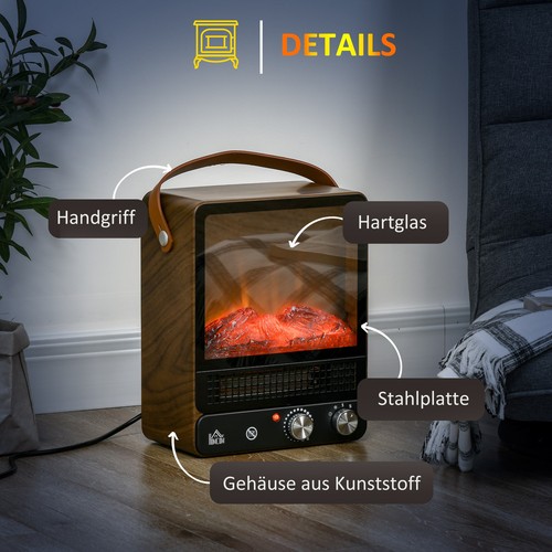 Chimenea Eléctrica Chimenea de Pie con Temperatura Ajustable Llamas Realistas - Imagen 9 de 10