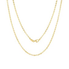 10K or Jaune Femmes 2mm Jaseron Rond Câble Lien Collier Chaîne Pendentif 40.6cm