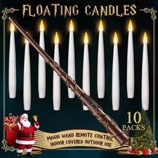 Floating Candles with Wand 10PCs - Magic Hanging Candles Christmas Decoration...