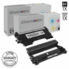 2PK DR420 TN450 BLACK Toner Cartridge & Drum for Brother HL-2280 HL-2242 HL-2230