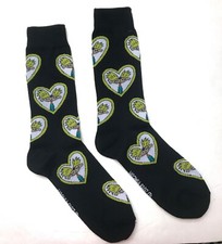 1pair HEY ARNOLD HEART SOCKS adult crew men OSFM black retro nickelodeon cartoon