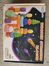 40pc Wooden Stacking Rocks, Montessori Sensory STEM Toys