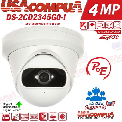 Hikvision 4MP IP POE Fisheye Dome Camera DS-2CD2345G0P-I 180° Wide Angle Indoor