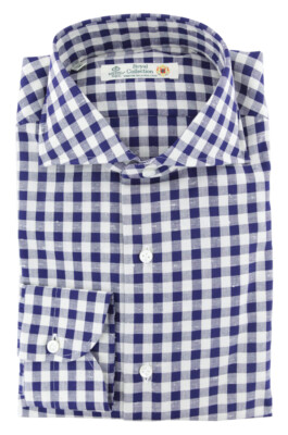 Luigi Borrelli Plaid Button Down Spread Collar Cotton Extra Slim Fit Dress Shirt Luigi Borrelli Plaid Button Down Spread Collar Cotton Extra Slim Fit Dress Shirt