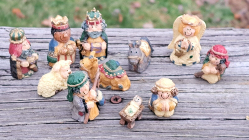 11 pc Mini Nativity Scene Resin Religious Joseph Mary Baby Jesus Figurines - Picture 2 of 16