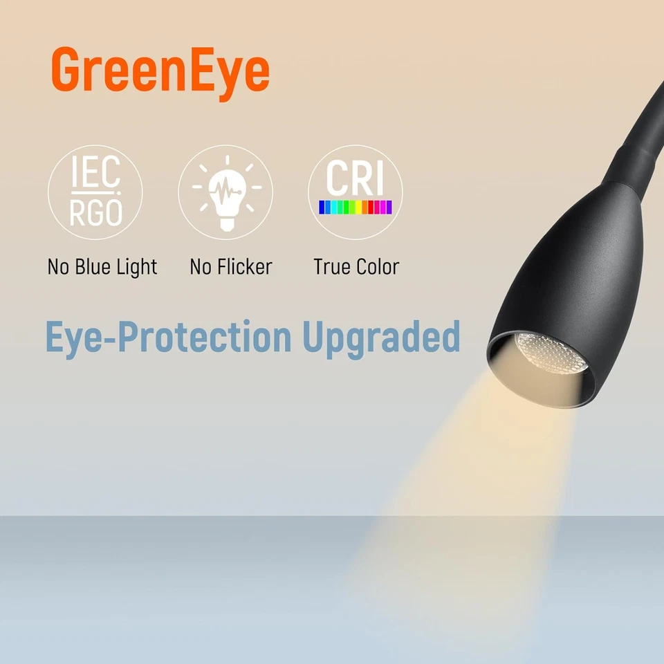 2Pcs 12V LED Dimmable Reading Lights with USB, RV Bedside Gooseneck Wall Lamps - Image 3 of 4