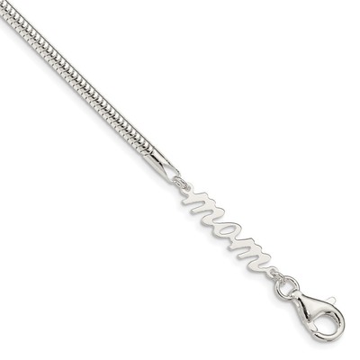 925 Sterling Silver MOM Bracelet, 7.5 inch length