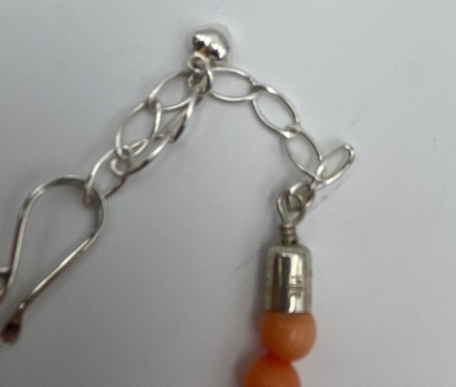 VINTAGE ANGEL SKIN CORAL NECKLACE STERLING SILVER JAY KING 925 DTR 21” - Picture 4 of 5