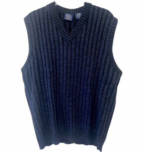 Vintage 80s Mens Soft Ribbed Sweater Vest LARGE V-
