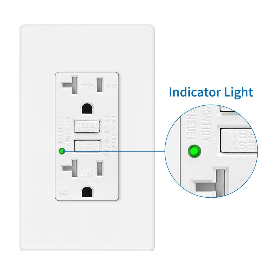 20A/125V Tamper Resistant GFCI Outlet Receptacles LED Indicator ETL