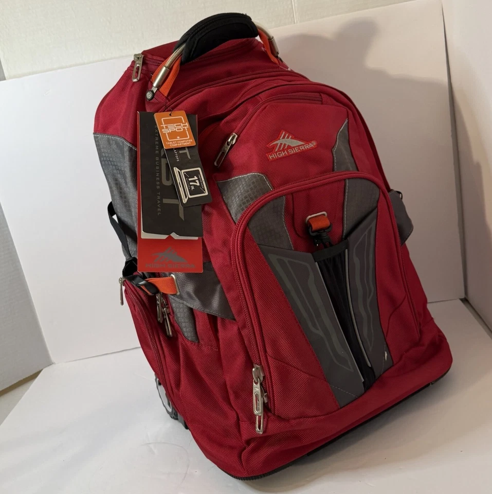 High Sierra XBT - Mochila con ruedas de negocios, carmín/línea roja/negra, nueva con etiquetas Foto 3 de 4
