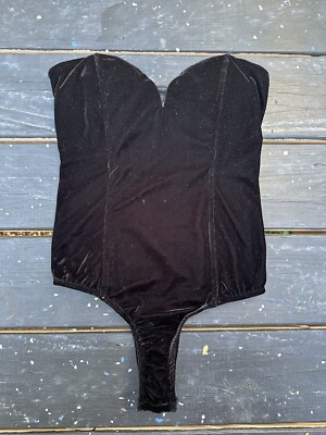 Lulu s Luxurious Black Velvet Strapless Bodysuit Small