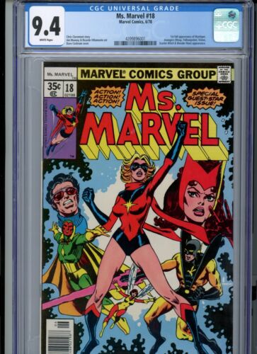 Ms. Marvel #18 (1978) Marvel CGC 9.4 White 1st Full Appearance of Mystique - Afbeelding 1 van 3