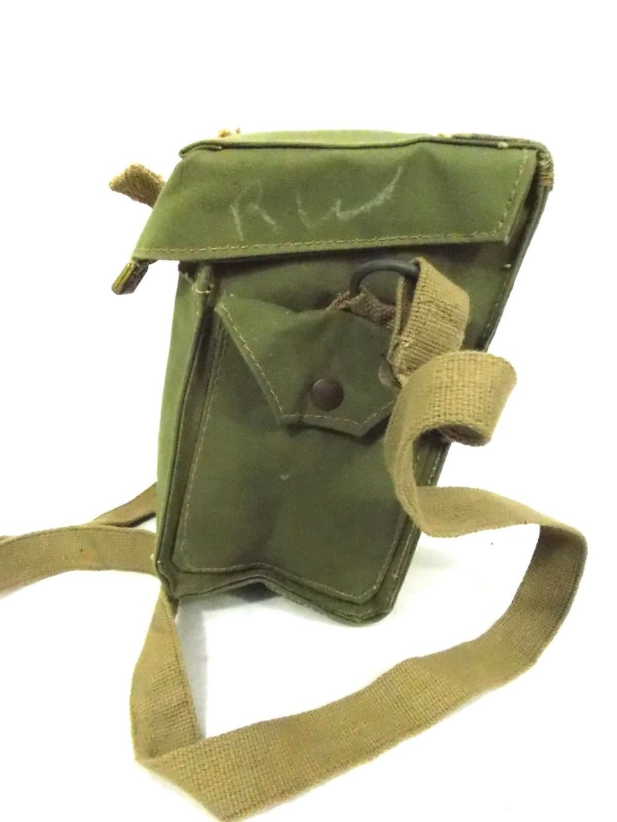 Vintage WW2 British Army Canvas gas mask bag Satchel shoulder