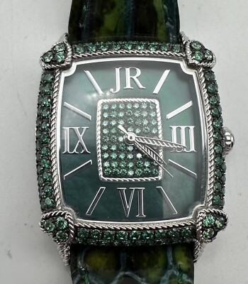 JUDITH RIPKA GREEN MONACO STAINLESS STEEL WATCH