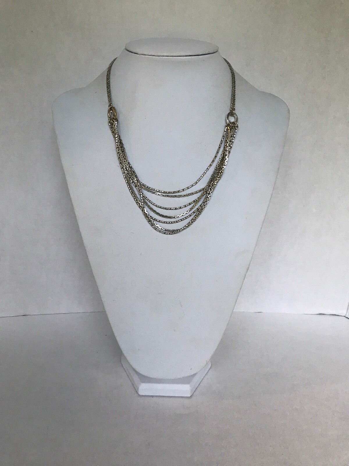 Monet Signed Necklace Multi-Layer drop style silv… - image 9