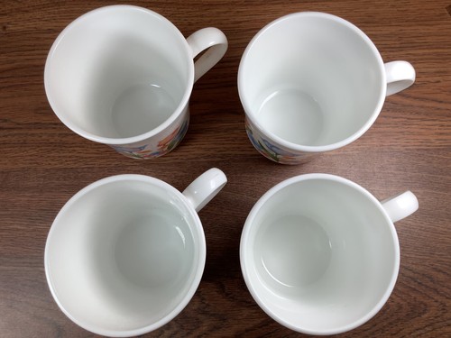 Corelle Mugs / Cups And Saucers 4 Sets FRESH CUT TULIPS 3.5" Flowers On White - Picture 6 of 14