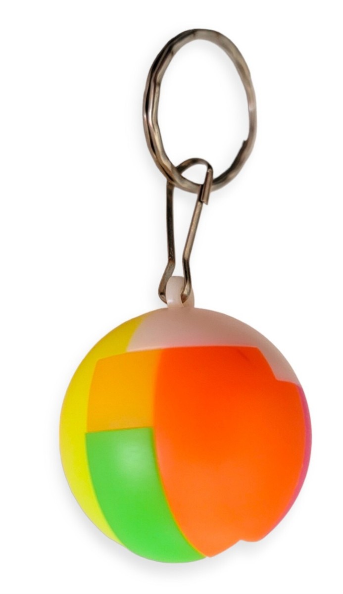 Puzzle Ball Keychain Plastic Neon Colored Puzzle Piece Round Game