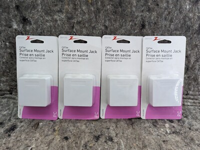  4 x New  Zenith PN6ESMW Surface Mount Cat6e Jack White (Case of 4) (E2)