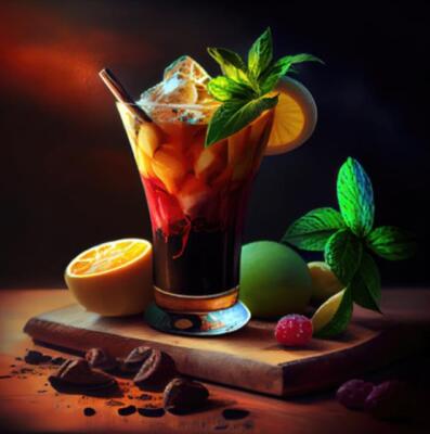 Wandbild: Fantastische Food-Fotografie von farbenfrohen Cocktails in der [...]