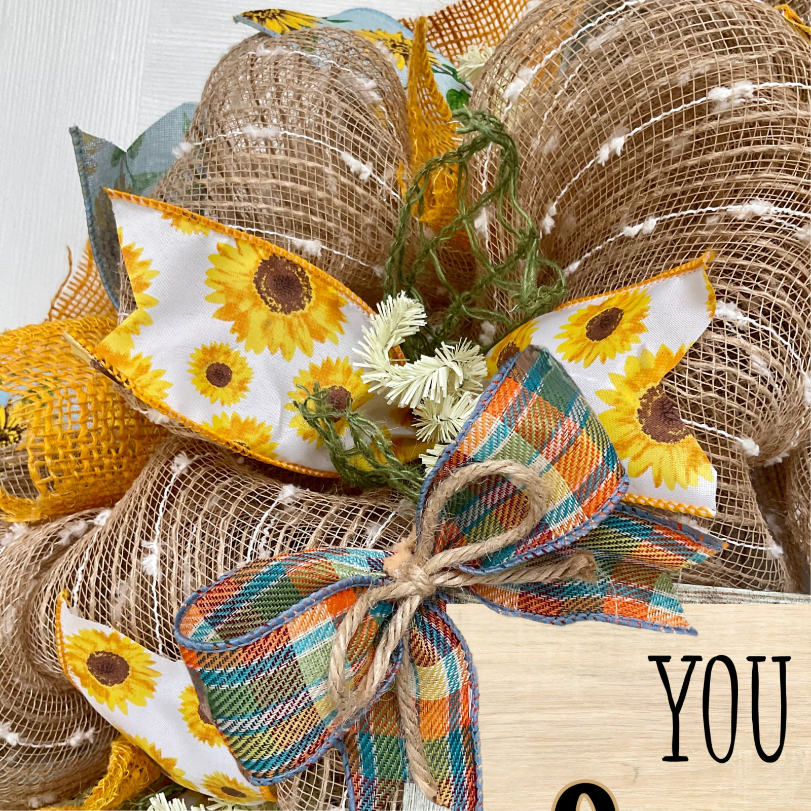 You Are My Sunshine Sunflower Wreath Handmade Deco Mesh