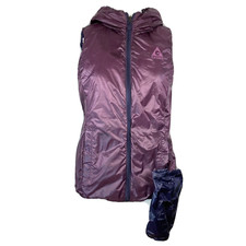 Gerry Vest Jacket Womens Sz S Purple Indigo Packable Reversible 90 Down Hooded