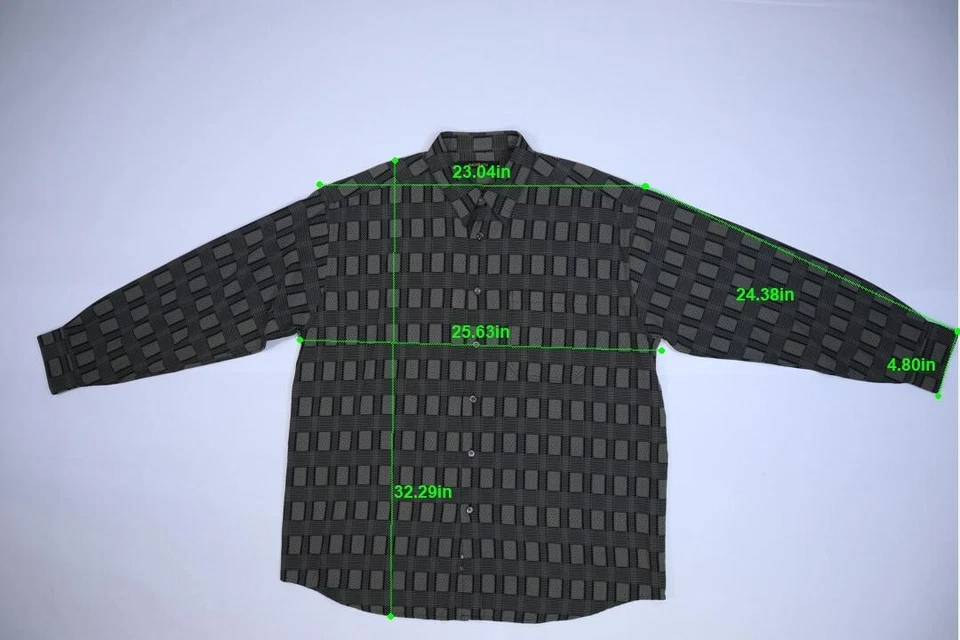 Bachrach Mens Black Green Geometric Print Long Sleeve Button Up Shirt XL - Image 2 of 4