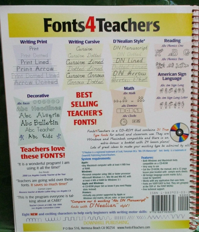 Fonts 4 Teachers- Teacher's Most Popular fonts- CD included - Image 2 of 3