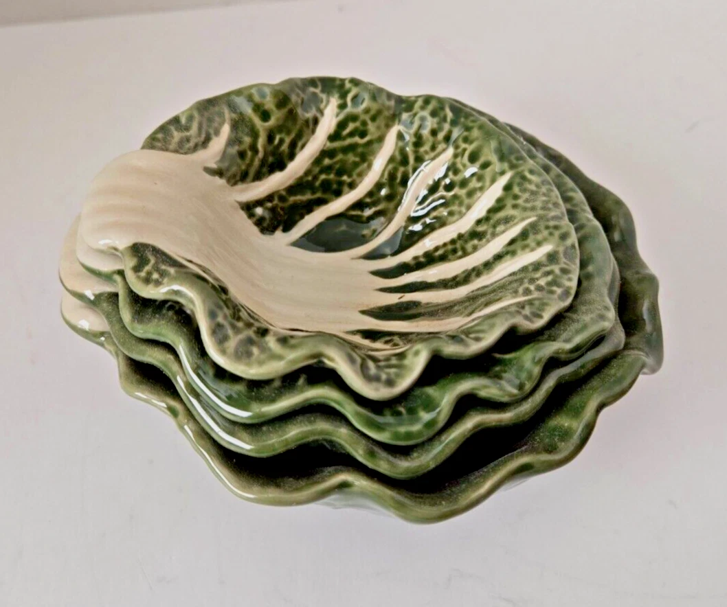 4 Cabbage Handpainted Stoneware Nesting Set Of 4 Measuring Creative Co-op