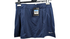 Womens Nike dir-fit Golf tennis Skirt Navy blue white trim slits drawstring