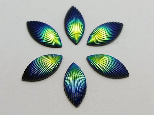 100 cabujones de ojo de caballo con respaldo plano acrílico con lustre AB Shell 7X14 mm - Imagen 4 de 6