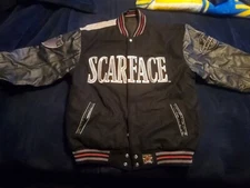 Vtg Scarface "JH Design Group" Reversible Polyester & Leather Jacket Size L