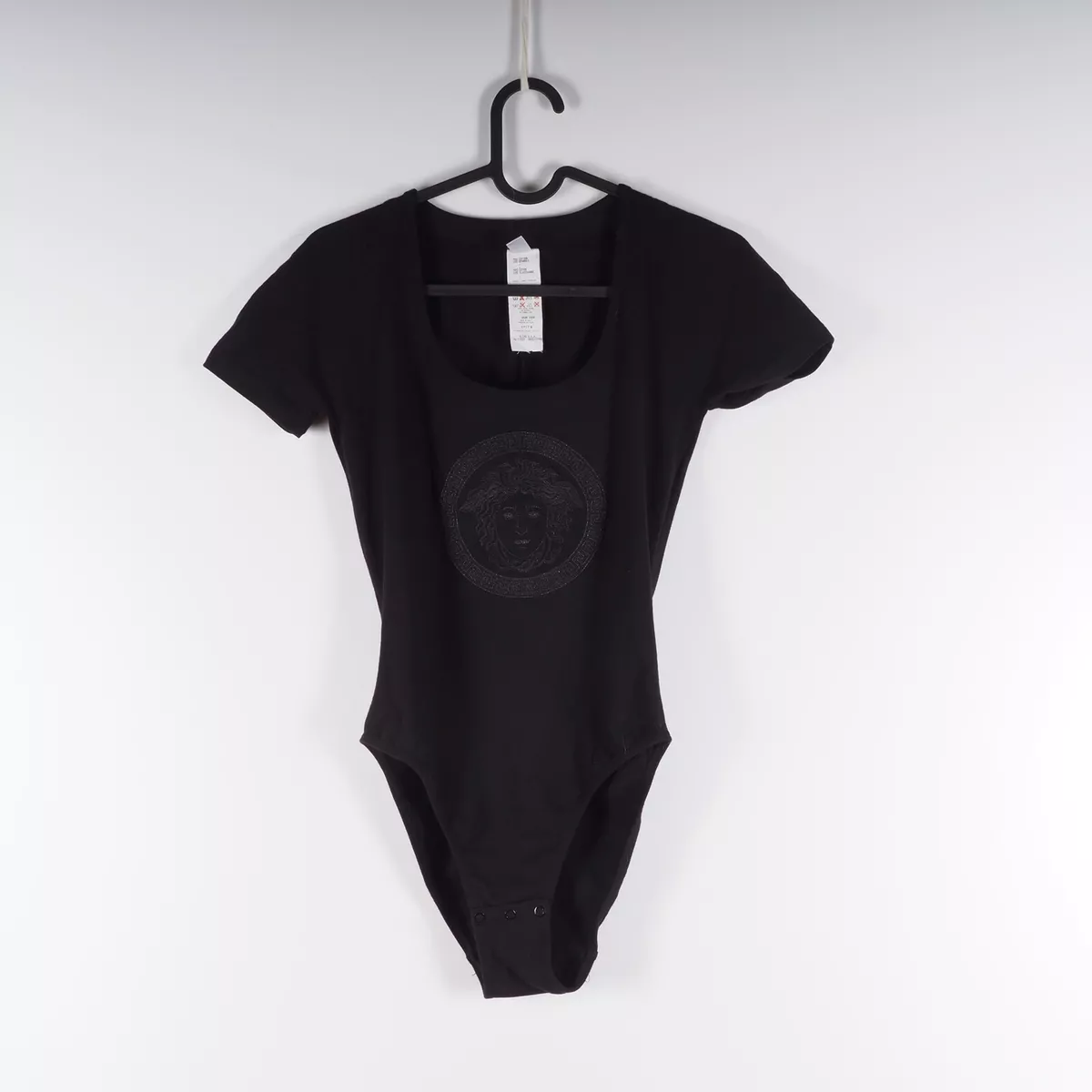 Gianni Versace Intimo Vintage Black Top Bodysuit Medusa Logo size