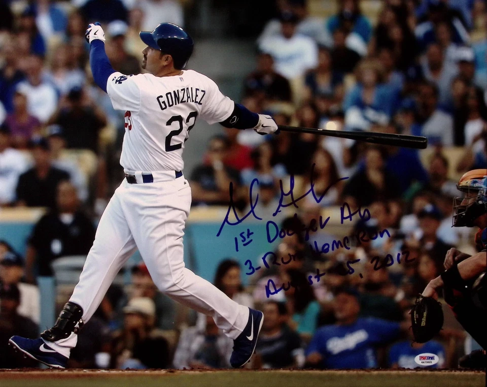 Фотография с автографом Адриана Гонсалеса 1st Dodgers Home Run 16x20 сертификат подлинности PSA/DNA - Изображение 2 из 4