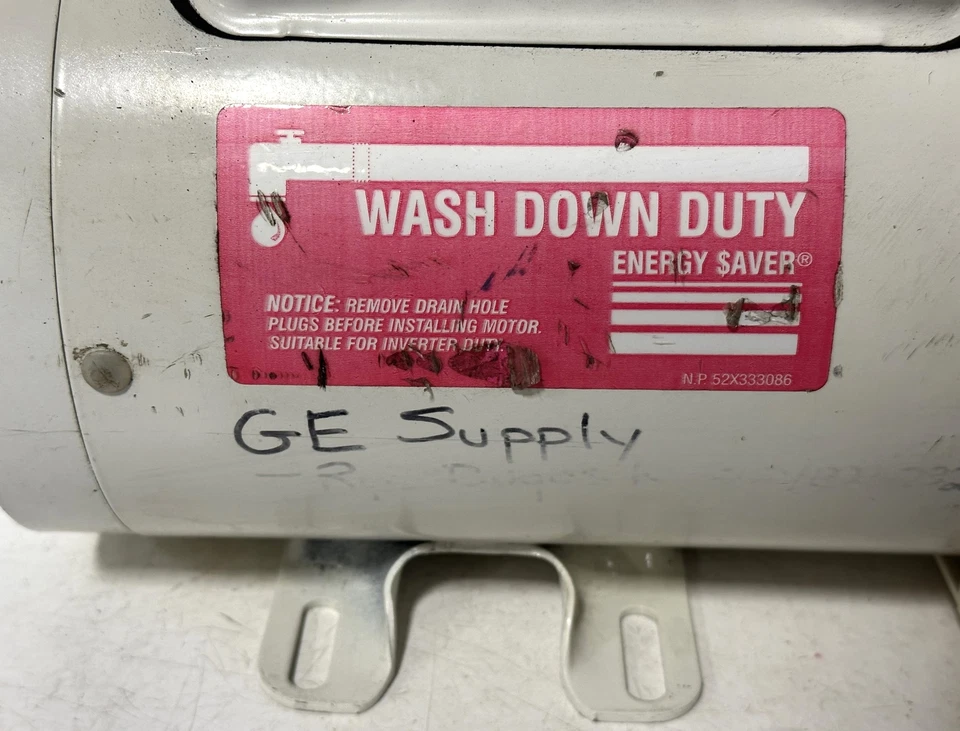 GE 5KC49UN0249A 115/230 V 1725 RPM 1 HP 1 PH 56C Frame TENV Washdown Duty Motor - Image 3 of 4