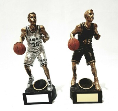 Herren Basketball Spieler Trophäe Statue 6,5'' groß Auswahl silber oder schwarz Outfit 
