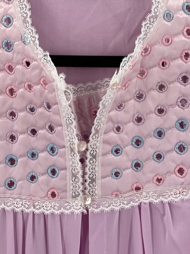 Vintage Womens Pink Ballet New York Nylon Midi Robe Nightgown Set 2pc Sz S USA - Picture 3 of 7