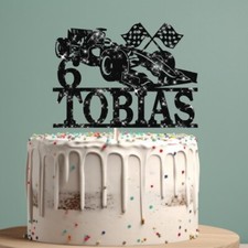 Racing Car Glitter Cake Topper Custom Any Name & Age F1 Formula One Birthday