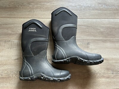 Cody James Black Rubber Waterproof Pull On Western Work Boots Men’s Size 10  D