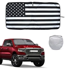 Car Windshield Sun Shade US Flag UV Block Foldable Visor For Dodge Ram 2500 2024