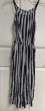 H M Girls Size 11-12 Y Jumpsuit Blue Striped EUC