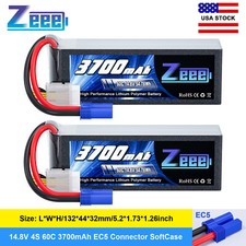 2x Zeee 14.8V 60C 3700mAh 4S Lipo Battery EC5 for RC Airplane Car Truck Boat